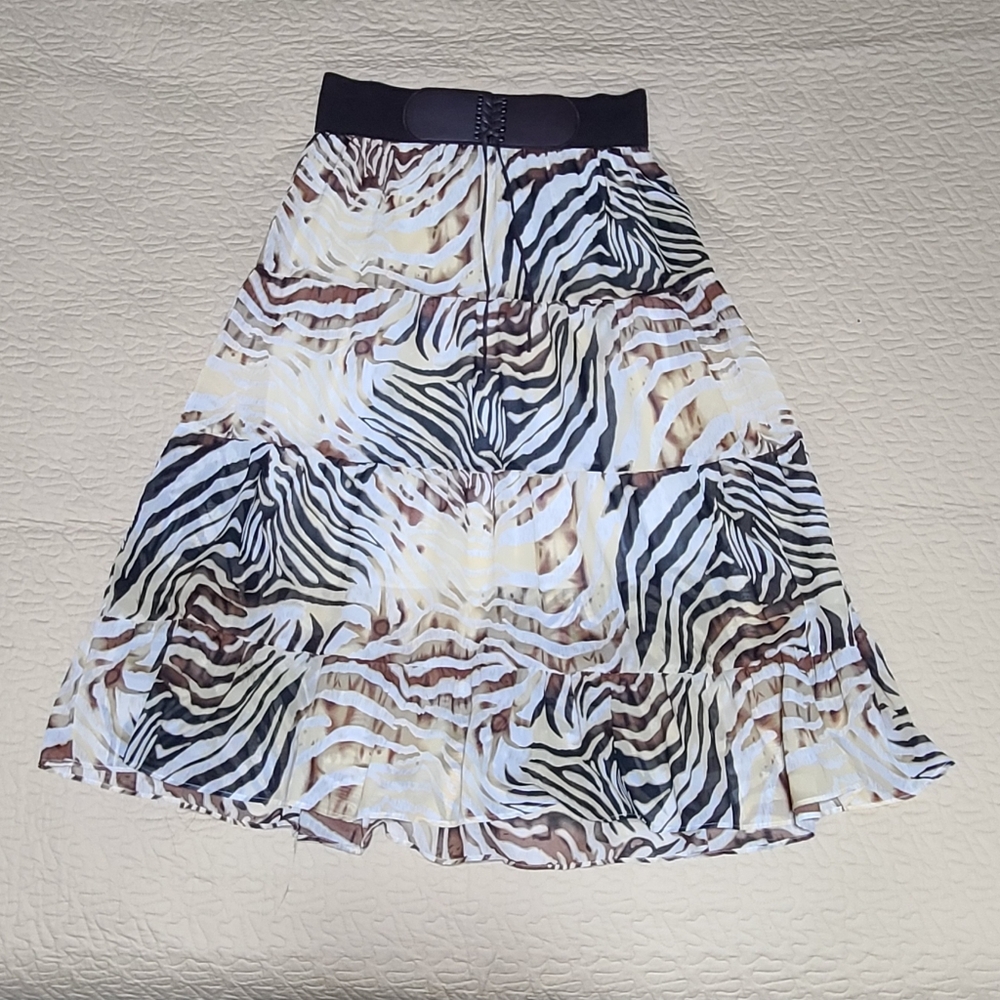 Vintage Robert Lewis animal print full length skirt size M